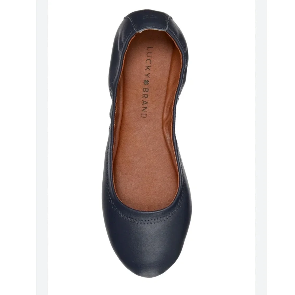 Lucky Brand‎ Emmie Navy Blue Leather Ballet Flats Womens 7M
